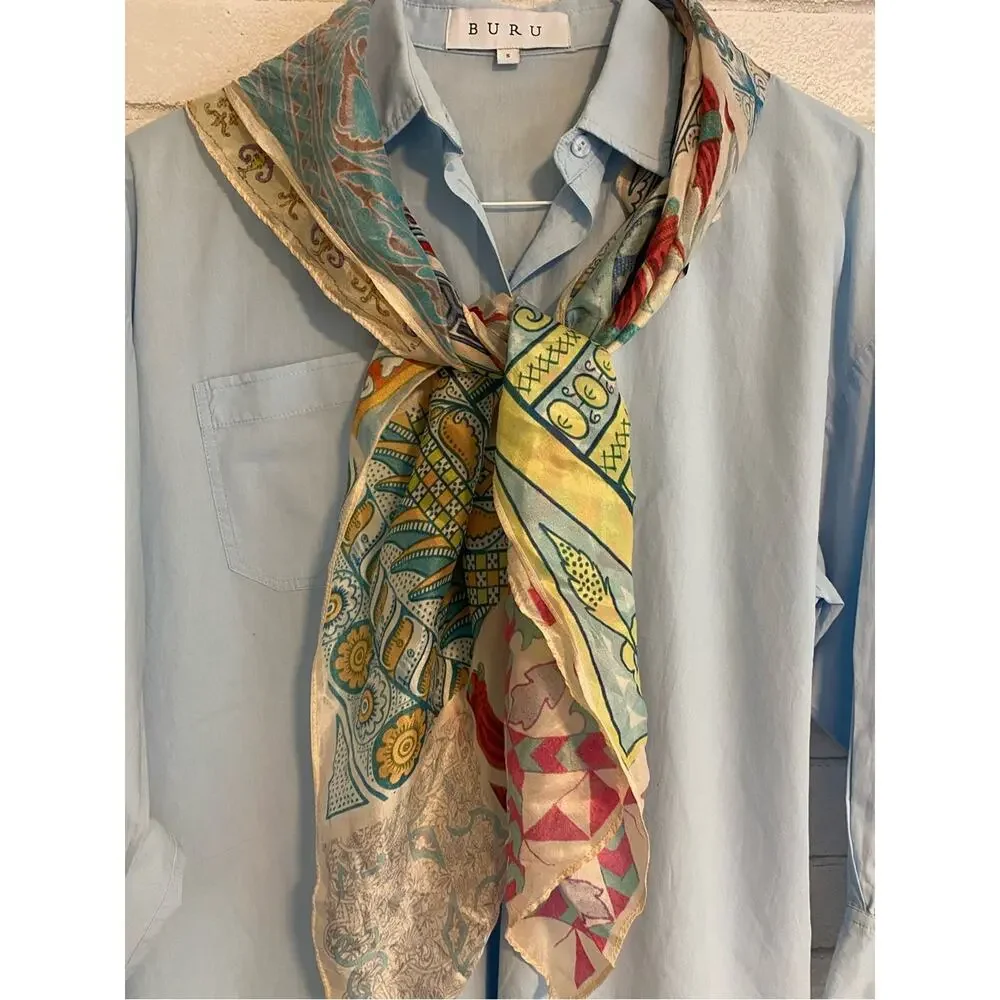 Johnny Was $160 Celestin Large Silk 43” Square Scarf EUC